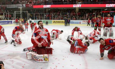 EBEL. Eishockey Bundesliga. KAC gegen	spusu Vienna Capitals. Meisterjubel  (KAC). Klagenfurt, am 24.4.2019.
Foto: Kuess

---
pressefotos, pressefotografie, kuess, qs, qspictures, sport, bild, bilder, bilddatenbank