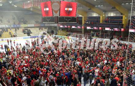 EBEL. Eishockey Bundesliga. KAC gegen	spusu Vienna Capitals. Meisterjubel  Fans (KAC). Klagenfurt, am 24.4.2019.
Foto: Kuess

---
pressefotos, pressefotografie, kuess, qs, qspictures, sport, bild, bilder, bilddatenbank