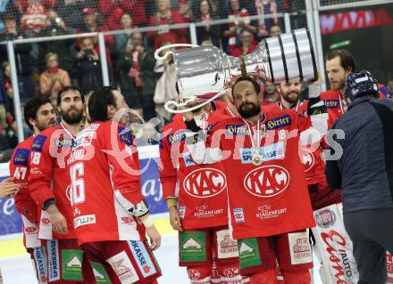 EBEL. Eishockey Bundesliga. KAC gegen	spusu Vienna Capitals. Meisterjubel   Thomas Koch (KAC). Klagenfurt, am 24.4.2019.
Foto: Kuess

---
pressefotos, pressefotografie, kuess, qs, qspictures, sport, bild, bilder, bilddatenbank