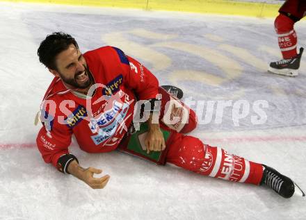 EBEL. Eishockey Bundesliga. KAC gegen	spusu Vienna Capitals. Meisterjubel  David Joseph Fischer (KAC). Klagenfurt, am 24.4.2019.
Foto: Kuess

---
pressefotos, pressefotografie, kuess, qs, qspictures, sport, bild, bilder, bilddatenbank