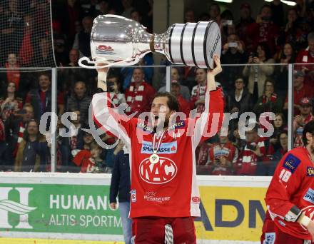 EBEL. Eishockey Bundesliga. KAC gegen	spusu Vienna Capitals. Meisterjubel  Adam Comrie (KAC). Klagenfurt, am 24.4.2019.
Foto: Kuess

---
pressefotos, pressefotografie, kuess, qs, qspictures, sport, bild, bilder, bilddatenbank