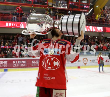 EBEL. Eishockey Bundesliga. KAC gegen	spusu Vienna Capitals. Meisterjubel  Thomas Koch (KAC). Klagenfurt, am 24.4.2019.
Foto: Kuess

---
pressefotos, pressefotografie, kuess, qs, qspictures, sport, bild, bilder, bilddatenbank