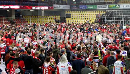 EBEL. Eishockey Bundesliga. KAC gegen	spusu Vienna Capitals. Meisterjubel  Fans (KAC). Klagenfurt, am 24.4.2019.
Foto: Kuess

---
pressefotos, pressefotografie, kuess, qs, qspictures, sport, bild, bilder, bilddatenbank