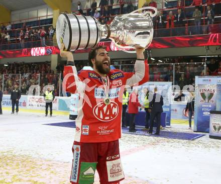 EBEL. Eishockey Bundesliga. KAC gegen	spusu Vienna Capitals. Meisterjubel  Martin Schumnig (KAC). Klagenfurt, am 24.4.2019.
Foto: Kuess

---
pressefotos, pressefotografie, kuess, qs, qspictures, sport, bild, bilder, bilddatenbank