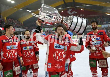 EBEL. Eishockey Bundesliga. KAC gegen	spusu Vienna Capitals. Meisterjubel  Matthew Neal (KAC). Klagenfurt, am 24.4.2019.
Foto: Kuess

---
pressefotos, pressefotografie, kuess, qs, qspictures, sport, bild, bilder, bilddatenbank