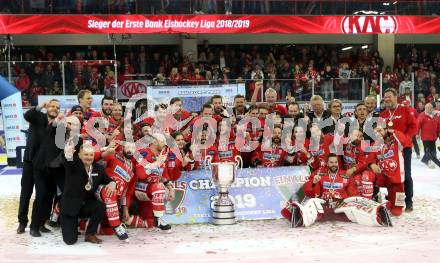 EBEL. Eishockey Bundesliga. KAC gegen	spusu Vienna Capitals. Meisterjubel  (KAC). Klagenfurt, am 24.4.2019.
Foto: Kuess

---
pressefotos, pressefotografie, kuess, qs, qspictures, sport, bild, bilder, bilddatenbank