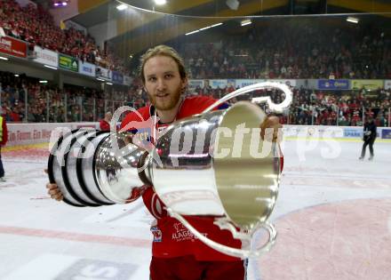 EBEL. Eishockey Bundesliga. KAC gegen	spusu Vienna Capitals. Meisterjubel  Johannes Bischofberger (KAC). Klagenfurt, am 24.4.2019.
Foto: Kuess

---
pressefotos, pressefotografie, kuess, qs, qspictures, sport, bild, bilder, bilddatenbank