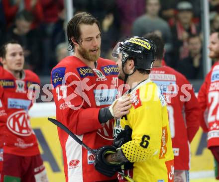 EBEL. Eishockey Bundesliga. KAC gegen	spusu Vienna Capitals. Thomas Hundertpfund,  (KAC), Rafael Rotter (Vienna Capitals). Klagenfurt, am 24.4.2019.
Foto: Kuess

---
pressefotos, pressefotografie, kuess, qs, qspictures, sport, bild, bilder, bilddatenbank