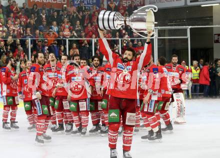EBEL. Eishockey Bundesliga. KAC gegen	spusu Vienna Capitals. Meisterjubel Andrew Kozek  (KAC). Klagenfurt, am 24.4.2019.
Foto: Kuess

---
pressefotos, pressefotografie, kuess, qs, qspictures, sport, bild, bilder, bilddatenbank