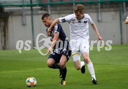 Fussball. 2. Liga. âSK Austria Klagenfurt gegen FAC Wien. Scott Fitzgerald Kennedy,  (Klagenfurt), Daniel Hautzinger (FAC Wien). Klagenfurt, 26.4.2019.
Foto: Kuess
---
pressefotos, pressefotografie, kuess, qs, qspictures, sport, bild, bilder, bilddatenbank