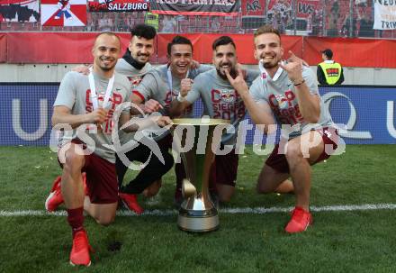 Fussball. UNIQA OEFB Cup. FC Red Bulll Salzburg gegen SK Rapid Wien. Jubel Sieger (Salzburg). Klagenfurt, Woerthersee Stadion, am 1.5.2019.
Foto: Kuess 
---
pressefotos, pressefotografie, kuess, qs, qspictures, sport, bild, bilder, bilddatenbank