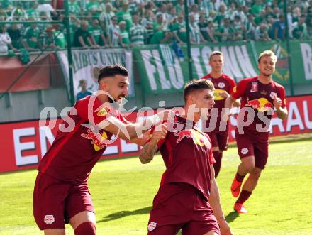 Fussball. UNIQA OEFB Cup. FC Red Bulll Salzburg gegen SK Rapid Wien. Torjubel Patrick Farkas, Munas Dabbur (Salzburg). Klagenfurt, am 1.5.2019.
Foto: Kuess 
---
pressefotos, pressefotografie, kuess, qs, qspictures, sport, bild, bilder, bilddatenbank