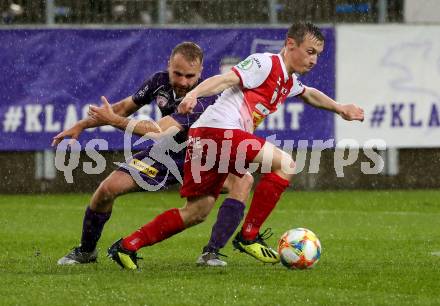 Fussball. 2. Liga. âSK Austria Klagenfurt gegen KSV 1919. Carlos Badal Andani,  (Klagenfurt), Thomas Maier (KSV 1919). Klagenfurt, 3.5.2019.
Foto: Kuess
---
pressefotos, pressefotografie, kuess, qs, qspictures, sport, bild, bilder, bilddatenbank