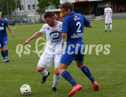 Fussball Kaerntner Liga. SAK gegen ATSV Wolfsberg. Darjan Aleksic,  (SAK), Moritz Guetz (Wolfsberg). Klagenfurt, am 3.5.2019. 
Foto: Kuess
---
pressefotos, pressefotografie, kuess, qs, qspictures, sport, bild, bilder, bilddatenbank