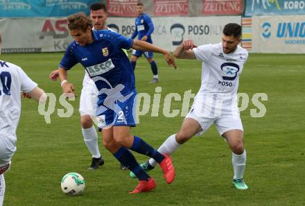 Fussball Kaerntner Liga. SAK gegen ATSV Wolfsberg. Daniel Camber,  (SAK), Moritz Guetz (Wolfsberg). Klagenfurt, am 3.5.2019. 
Foto: Kuess
---
pressefotos, pressefotografie, kuess, qs, qspictures, sport, bild, bilder, bilddatenbank