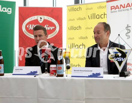 Eishockey. VSV. Pressekonferenz.  Jyrki Aho, Gerald Rauchenwald. Villach, 9.5.2019.
Foto: Kuess
---
pressefotos, pressefotografie, kuess, qs, qspictures, sport, bild, bilder, bilddatenbank