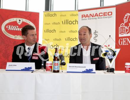 Eishockey. VSV. Pressekonferenz.  Jyrki Aho, Gerald Rauchenwald. Villach, 9.5.2019.
Foto: Kuess
---
pressefotos, pressefotografie, kuess, qs, qspictures, sport, bild, bilder, bilddatenbank