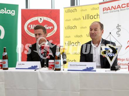 Eishockey. VSV. Pressekonferenz.  Jyrki Aho, Gerald Rauchenwald. Villach, 9.5.2019.
Foto: Kuess
---
pressefotos, pressefotografie, kuess, qs, qspictures, sport, bild, bilder, bilddatenbank