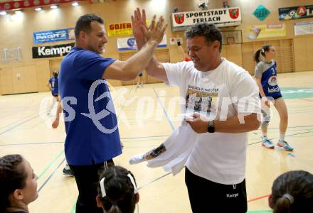 Handball Bundesliga Frauen. Oberes Play Off. SC Kelag Ferlach/Feldkirchen gegen Rxcel Handball Tulln. Trainer Miro Barisic, Wolfgang Buchbauer (SCF). Ferlach, am 11.5.2019.
Foto: Kuess
---
pressefotos, pressefotografie, kuess, qs, qspictures, sport, bild, bilder, bilddatenbank