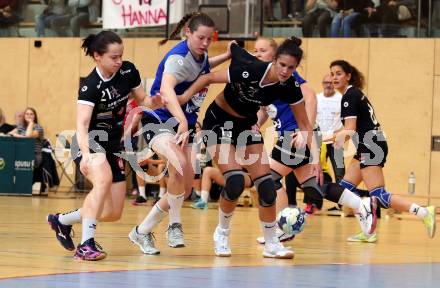 Handball Bundesliga Frauen. Oberes Play Off. SC Kelag Ferlach/Feldkirchen gegen Rxcel Handball Tulln. Nika Matavs (SCF), Jovana Dovedan, Raphaela Kugler (Tulln). Ferlach, am 11.5.2019.
Foto: Kuess
---
pressefotos, pressefotografie, kuess, qs, qspictures, sport, bild, bilder, bilddatenbank