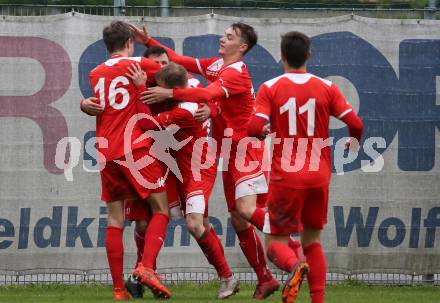 Fussball 2. KLasse C. KAC B 1909 Juniors gegen SC St. Veit. Torjubel Zsolt Vari (KAC). Klagenfurt, am 5.5.2019.
Foto: Kuess
---
pressefotos, pressefotografie, kuess, qs, qspictures, sport, bild, bilder, bilddatenbank