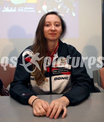 Tischtennis. Pressekonferenz des Oesterreichischen Tischtennisverbandes.  Sofia Polcanova. Egg, Faaker See, 11.4.2019.
Foto: Kuess
---
pressefotos, pressefotografie, kuess, qs, qspictures, sport, bild, bilder, bilddatenbank