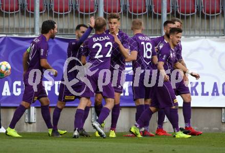 Fussball. 2. Liga. âSK Austria Klagenfurt gegen SV Lafnitz. Torjubel Benedikt Pichler, Carlos Badal Andani, Sandro Zakany, Kosmas Gkezos, Patrick Greil, Okan Aydin (Klagenfurt). Klagenfurt, 17.5.2019.
Foto: Kuess
---
pressefotos, pressefotografie, kuess, qs, qspictures, sport, bild, bilder, bilddatenbank