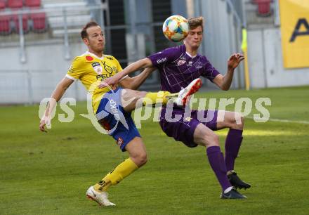 Fussball. 2. Liga. âSK Austria Klagenfurt gegen SV Lafnitz. Scott Fitzgerald Kennedy,  (Klagenfurt), Mario Kroepfl (Lafnitz). Klagenfurt, 17.5.2019.
Foto: Kuess
---
pressefotos, pressefotografie, kuess, qs, qspictures, sport, bild, bilder, bilddatenbank