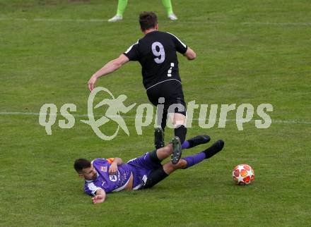 Fussball. 2. Klasse B. Bad Kleinkirchheim gegen Treffen. Rafael Lax (Kleinkirchheim),  Martin Preissl  (Treffen). Kleinkirchheim, 11.5.2019.
Foto: Kuess
---
pressefotos, pressefotografie, kuess, qs, qspictures, sport, bild, bilder, bilddatenbank