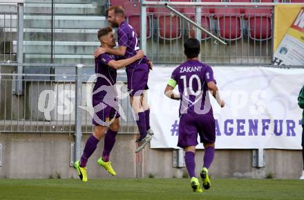 Fussball. 2. Liga. âSK Austria Klagenfurt gegen SV Lafnitz. Torjubel Benedikt Pichler, Carlos Badal Andani, Sandro Zakany (Klagenfurt). Klagenfurt, 17.5.2019.
Foto: Kuess
---
pressefotos, pressefotografie, kuess, qs, qspictures, sport, bild, bilder, bilddatenbank