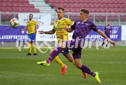 Fussball. 2. Liga. âSK Austria Klagenfurt gegen SV Lafnitz. Benedikt Pichler,  (Klagenfurt), Marco Koefler (Lafnitz). Klagenfurt, 17.5.2019.
Foto: Kuess
---
pressefotos, pressefotografie, kuess, qs, qspictures, sport, bild, bilder, bilddatenbank