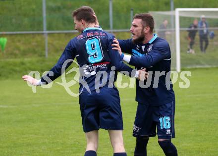 Fussball Unterliga Ost. Ludmannsdorf gegen Eisenkappel. Torjubel Thomas Bradatsch, Nemanja Andrijevic (Ludmannsdorf). Ludmannsdorf, am 19.5.2018.
Foto: Kuess
---
pressefotos, pressefotografie, kuess, qs, qspictures, sport, bild, bilder, bilddatenbank