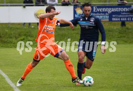 Fussball Unterliga Ost. Ludmannsdorf gegen Eisenkappel. Sead Sabotic,  (Ludmannsdorf), Toni Smrtnik  (Eisenkappel). Ludmannsdorf, am 19.5.2018.
Foto: Kuess
---
pressefotos, pressefotografie, kuess, qs, qspictures, sport, bild, bilder, bilddatenbank