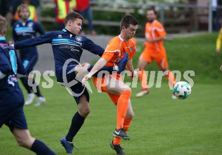 Fussball Unterliga Ost. Ludmannsdorf gegen Eisenkappel. Marco Spendier,  (Ludmannsdorf), David Smrtnik  (Eisenkappel). Ludmannsdorf, am 19.5.2018.
Foto: Kuess
---
pressefotos, pressefotografie, kuess, qs, qspictures, sport, bild, bilder, bilddatenbank