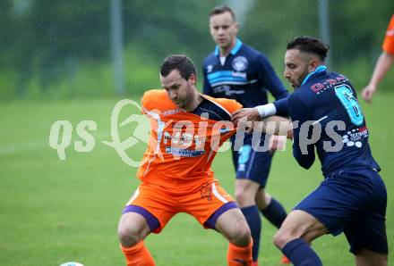 Fussball Unterliga Ost. Ludmannsdorf gegen Eisenkappel. Sead Sabotic,   (Ludmannsdorf),  Toni Smrtnik (Eisenkappel). Ludmannsdorf, am 19.5.2018.
Foto: Kuess
---
pressefotos, pressefotografie, kuess, qs, qspictures, sport, bild, bilder, bilddatenbank