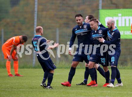 Fussball Unterliga Ost. Ludmannsdorf gegen Eisenkappel. Torjubel Darko Babic, Sead Sabotic, Michael Augustin Jakopitsch, Danijel Josimovic (Ludmannsdorf). Ludmannsdorf, am 19.5.2018.
Foto: Kuess
---
pressefotos, pressefotografie, kuess, qs, qspictures, sport, bild, bilder, bilddatenbank