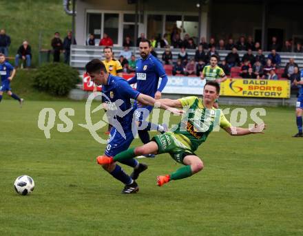 Fussball KFV Cup. Lendorf gegen ATSV Wolfsberg.  Thomas Zraunig,  (Lendorf),  Adin Salihovic (Wolfsberg). Lendorf, 21.5.2019.
Foto: Kuess
---
pressefotos, pressefotografie, kuess, qs, qspictures, sport, bild, bilder, bilddatenbank