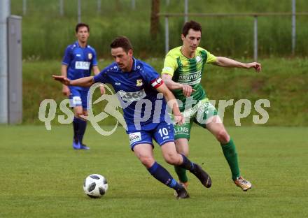 Fussball KFV Cup. Lendorf gegen ATSV Wolfsberg.  Christian Kautz,  (Lendorf), Patrick Pfennich  (Wolfsberg). Lendorf, 21.5.2019.
Foto: Kuess
---
pressefotos, pressefotografie, kuess, qs, qspictures, sport, bild, bilder, bilddatenbank