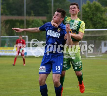 Fussball KFV Cup. Lendorf gegen ATSV Wolfsberg. Thomas Zraunig,  (Lendorf),  Adin Salihovic  (Wolfsberg). Lendorf, 21.5.2019.
Foto: Kuess
---
pressefotos, pressefotografie, kuess, qs, qspictures, sport, bild, bilder, bilddatenbank