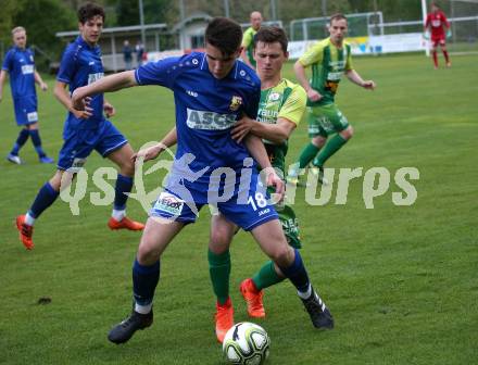 Fussball KFV Cup. Lendorf gegen ATSV Wolfsberg. Thomas Zraunig,   (Lendorf),  Adin Salihovic (Wolfsberg). Lendorf, 21.5.2019.
Foto: Kuess
---
pressefotos, pressefotografie, kuess, qs, qspictures, sport, bild, bilder, bilddatenbank