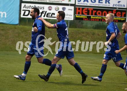 Fussball KFV Cup. Lendorf gegen ATSV Wolfsberg.  Torjubel Lovro Plimon, Patrick Pfennich  (Wolfsberg). Lendorf, 21.5.2019.
Foto: Kuess
---
pressefotos, pressefotografie, kuess, qs, qspictures, sport, bild, bilder, bilddatenbank
