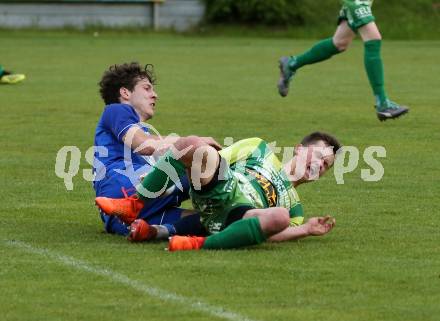 Fussball KFV Cup. Lendorf gegen ATSV Wolfsberg. Thomas Zraunig,  (Lendorf), Bastian Rupp   (Wolfsberg). Lendorf, 21.5.2019.
Foto: Kuess
---
pressefotos, pressefotografie, kuess, qs, qspictures, sport, bild, bilder, bilddatenbank