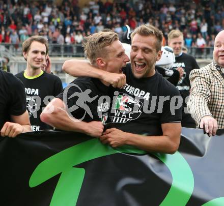 Fussball tipico Bundesliga. RZ Pellets WAC gegen SK Puntigamer Sturm Graz.  Jubel Marcel Ritzmaier, Mario Leitgeb (WAC). Wolfsberg, am 26.5.2019.
Foto: Kuess

---
pressefotos, pressefotografie, kuess, qs, qspictures, sport, bild, bilder, bilddatenbank