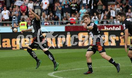 Fussball tipico Bundesliga. RZ Pellets WAC gegen SK Puntigamer Sturm Graz.  Torjubel Michael Liendl, Romano Christian Schmid	 (WAC). Wolfsberg, am 26.5.2019.
Foto: Kuess

---
pressefotos, pressefotografie, kuess, qs, qspictures, sport, bild, bilder, bilddatenbank