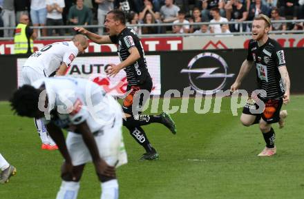 Fussball tipico Bundesliga. RZ Pellets WAC gegen SK Puntigamer Sturm Graz.  Torjubel Michael Liendl, Kevin Friesenbichler (WAC). Wolfsberg, am 26.5.2019.
Foto: Kuess

---
pressefotos, pressefotografie, kuess, qs, qspictures, sport, bild, bilder, bilddatenbank