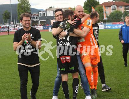 Fussball tipico Bundesliga. RZ Pellets WAC gegen SK Puntigamer Sturm Graz.  Jubel Namanja Rnic, Michael Novak, Alexander Kofler (WAC). Wolfsberg, am 26.5.2019.
Foto: Kuess

---
pressefotos, pressefotografie, kuess, qs, qspictures, sport, bild, bilder, bilddatenbank