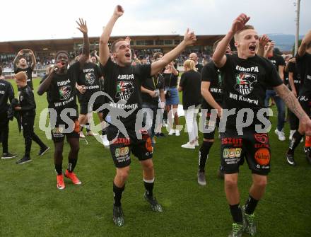 Fussball tipico Bundesliga. RZ Pellets WAC gegen SK Puntigamer Sturm Graz.  Jubel Sekou Koita, Michael Liendl, Marcel Ritzmaier (WAC). Wolfsberg, am 26.5.2019.
Foto: Kuess

---
pressefotos, pressefotografie, kuess, qs, qspictures, sport, bild, bilder, bilddatenbank