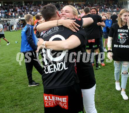 Fussball tipico Bundesliga. RZ Pellets WAC gegen SK Puntigamer Sturm Graz.  Jubel Michael Liendl, Waltraud Riegler (WAC). Wolfsberg, am 26.5.2019.
Foto: Kuess

---
pressefotos, pressefotografie, kuess, qs, qspictures, sport, bild, bilder, bilddatenbank