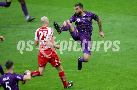 Fussball. 2. Liga. âSK Austria Klagenfurt gegen SK Vorwaerts Steyr.  Kosmas Gkezos, (Klagenfurt), Thomas Himmelfreundpointner (Vorwaerts Steyr). Klagenfurt, 29.5.2019.
Foto: Kuess
---
pressefotos, pressefotografie, kuess, qs, qspictures, sport, bild, bilder, bilddatenbank