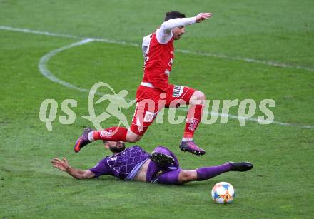 Fussball. 2. Liga. âSK Austria Klagenfurt gegen SK Vorwaerts Steyr.  Kosmas Gkezos, (Klagenfurt),  Bojan Mustecic (Vorwaerts Steyr). Klagenfurt, 29.5.2019.
Foto: Kuess
---
pressefotos, pressefotografie, kuess, qs, qspictures, sport, bild, bilder, bilddatenbank